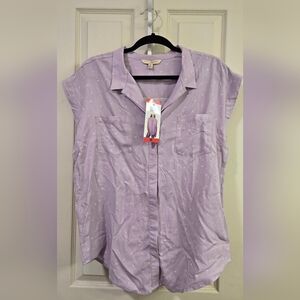 Jachs Girlfriend Women's Purple Button Front Blouse Size M New with Tags